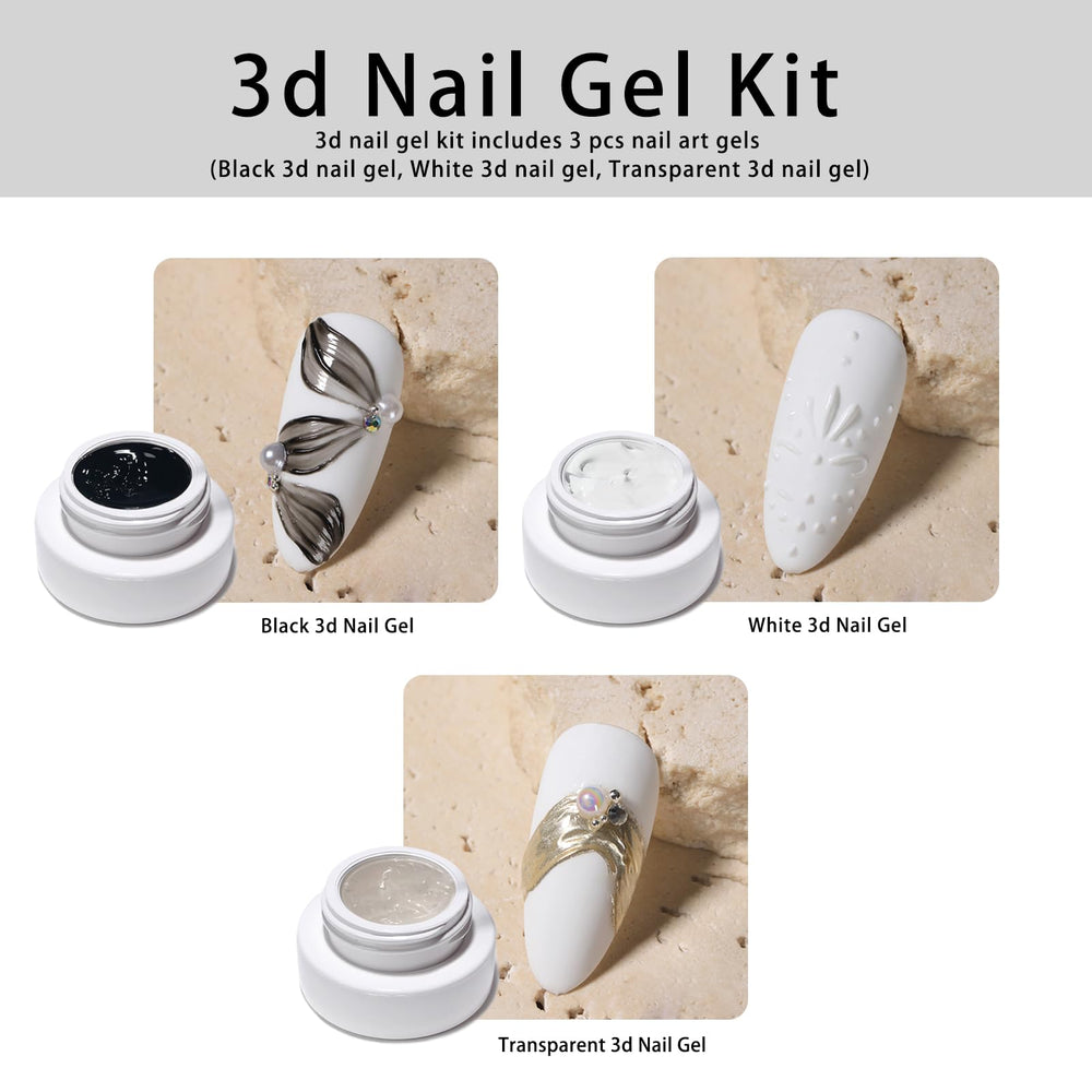 Gyraolvant 3D nail gel white bottle enabling pristine 3D designs