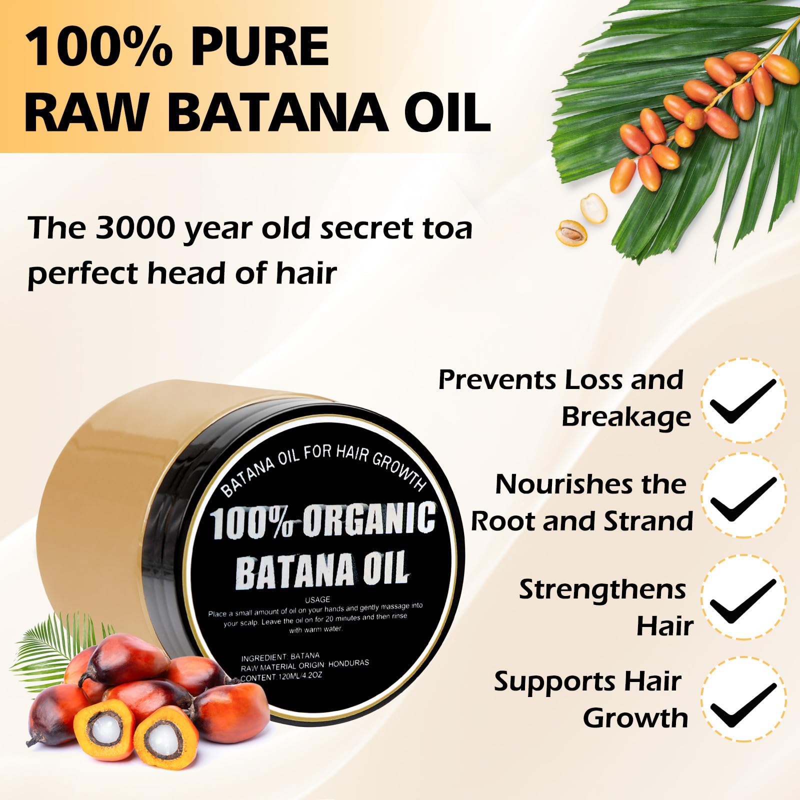 Gzarcwvn Batana Oil dropper close-up highlighting a pure nourishing formula