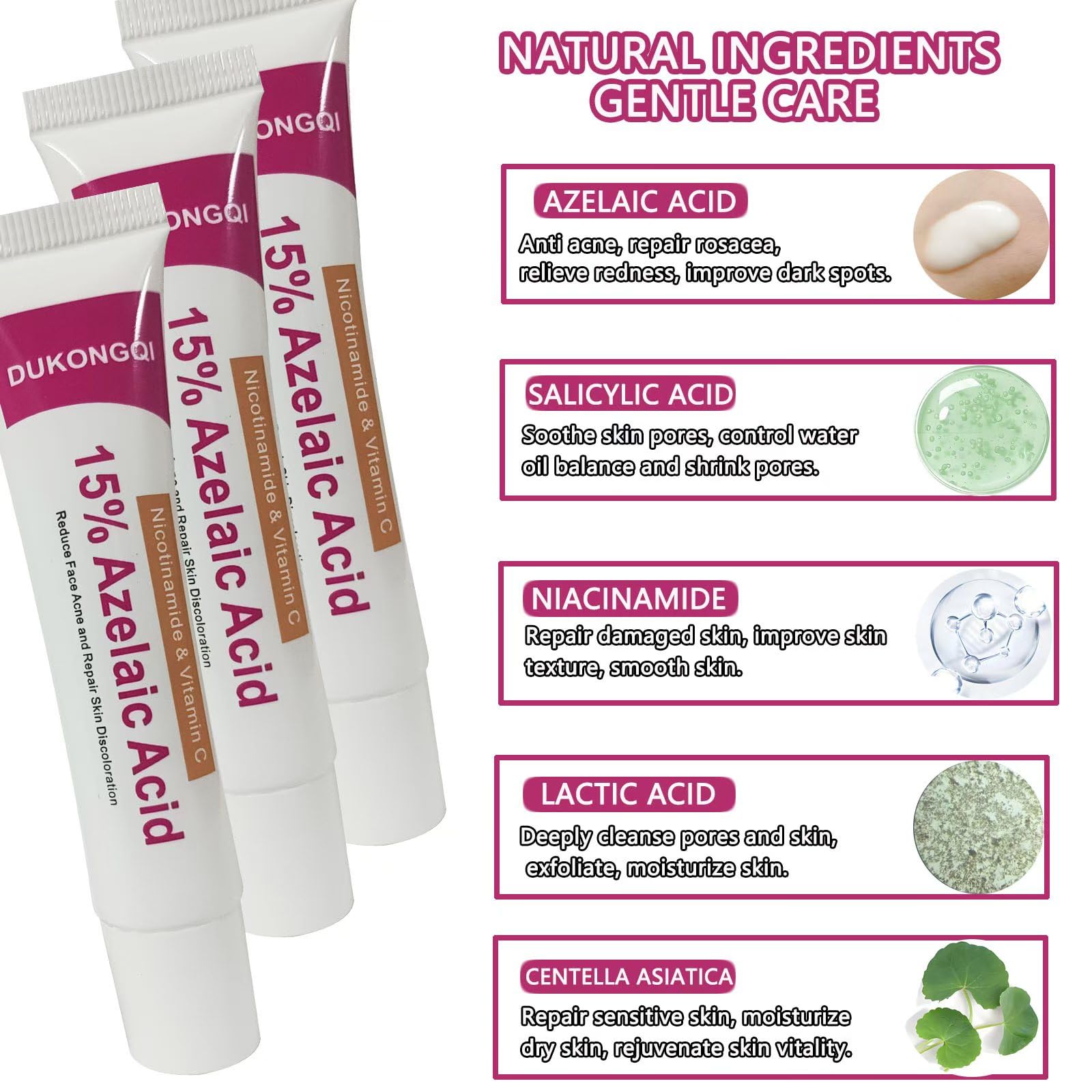 Gzchaox azelaic acid cream 15 lightweight formula quickly absorbs into skin.