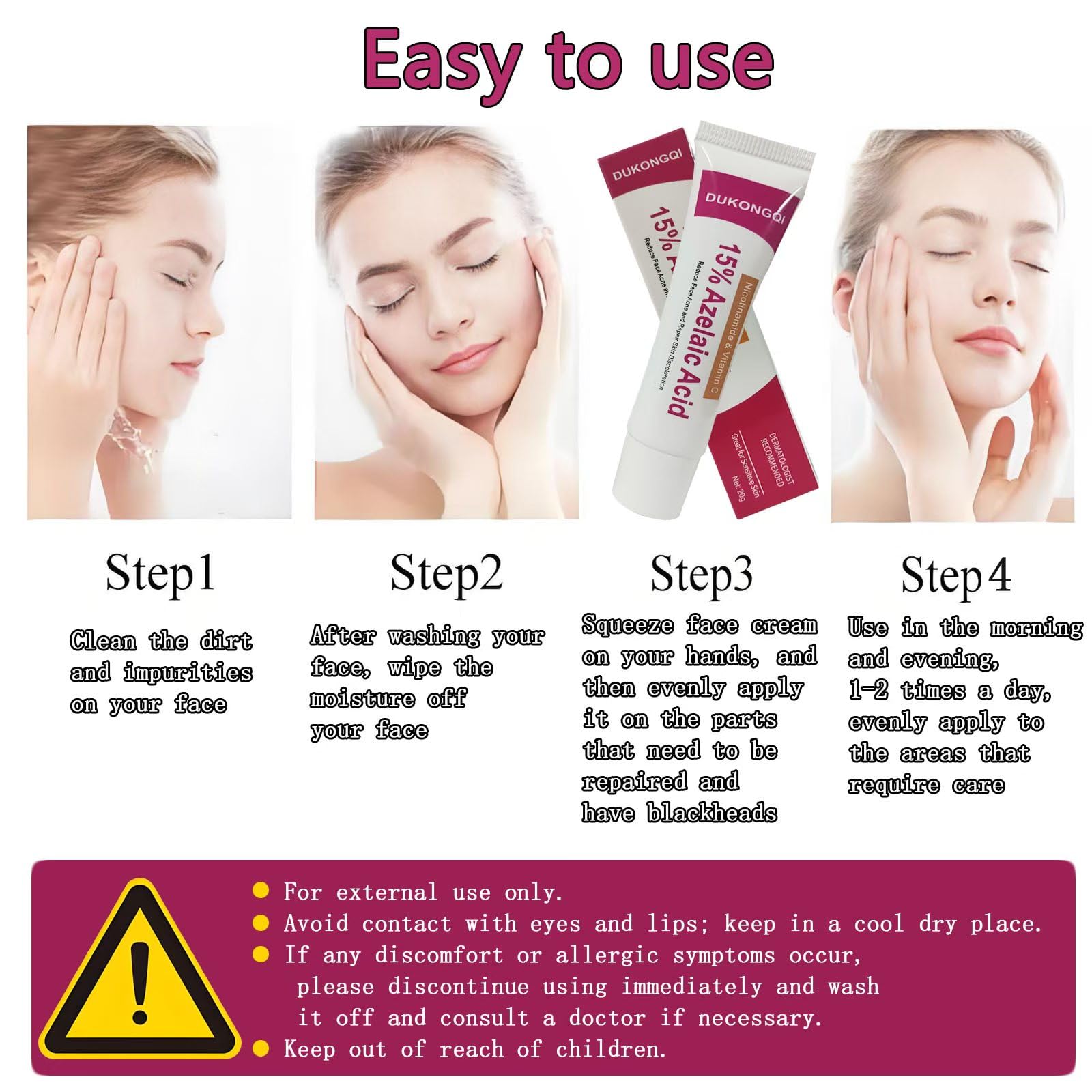 Gzchaox azelaic acid cream 15 jar close-up highlights smooth texture for easy application.