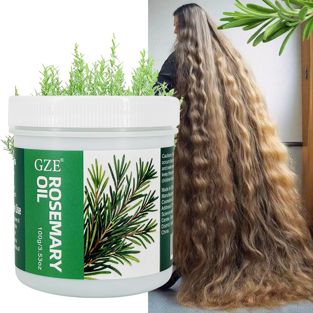 GZE solid rosemary oil scalp massage image suggests soothing routine.
