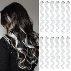 GZVIS 12-piece white clip-in extensions, 22-inch curly style for quick daily styling