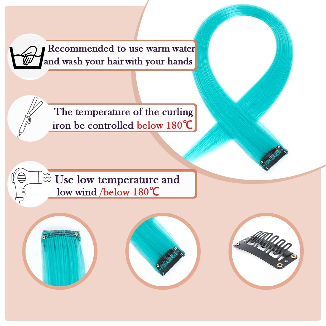 GZVIS back metal clips secure extensions for confident wear.