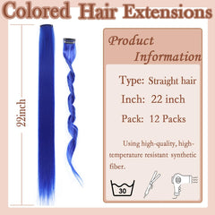 GZVIS colorful blue clip-in extensions, vibrant highlights for party looks