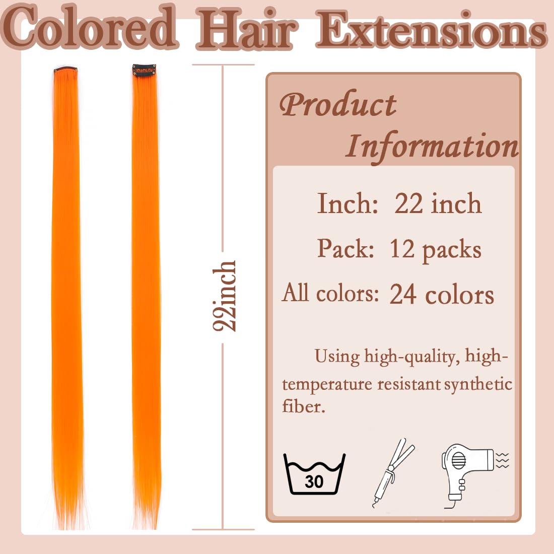 GZVIS orange clip-in extensions add vibrant color to outfits.