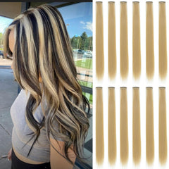 GZVIS Flax Gold 22in straight clip-in hair full view for quick length and shine