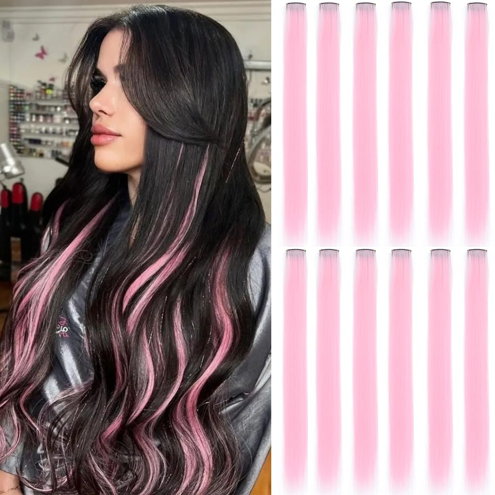GZVIS light pink clip-in extensions for quick color enhancement and length
