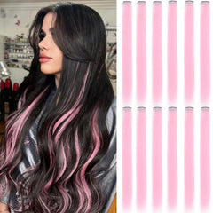 GZVIS light pink clip-in extensions for quick color enhancement and length