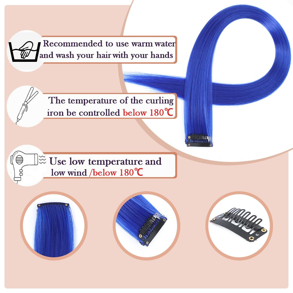 GZVIS seamless front clip-in blue hair for easy wear