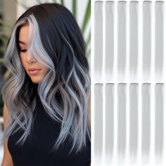 GZVIS silver grey hair extensions packaging showing individual sachets for tangle-free storage
