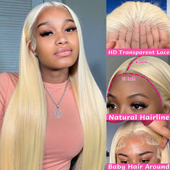 GZX blonde lace front wig with natural hairline for versatile styling.