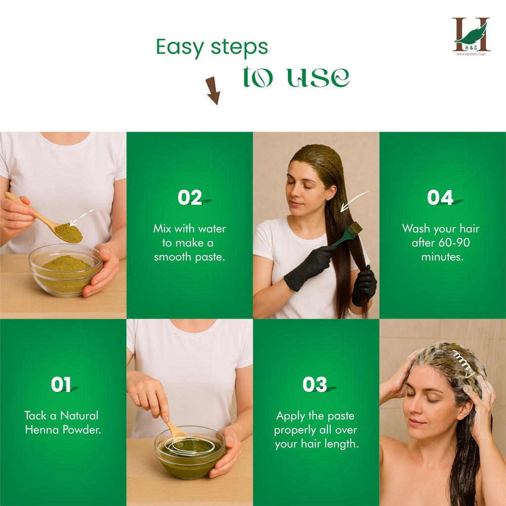Safe for all ages with natural color potential from H&C henna powder.