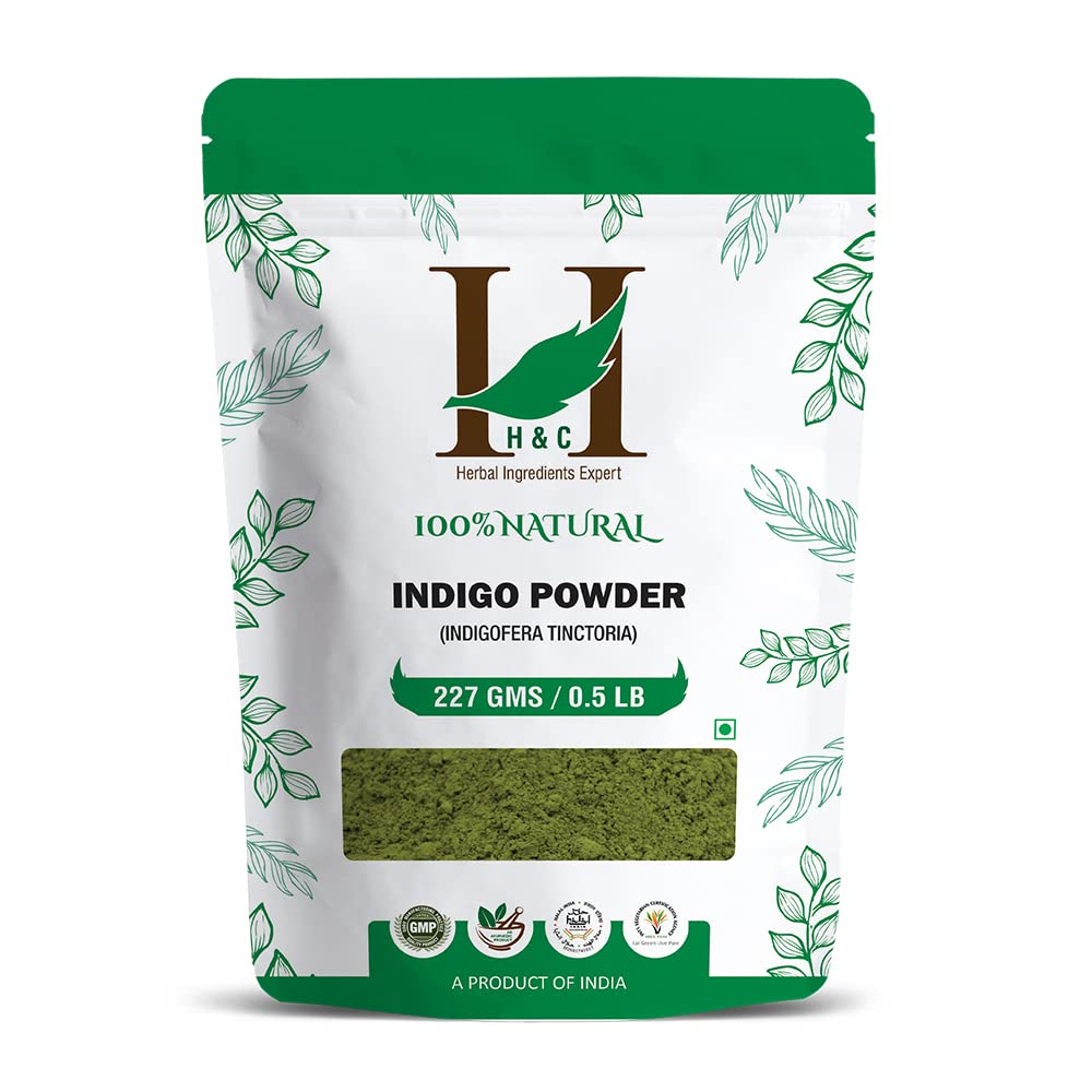 H&C Indigo powder bottle ready for natural hair color enhancement.