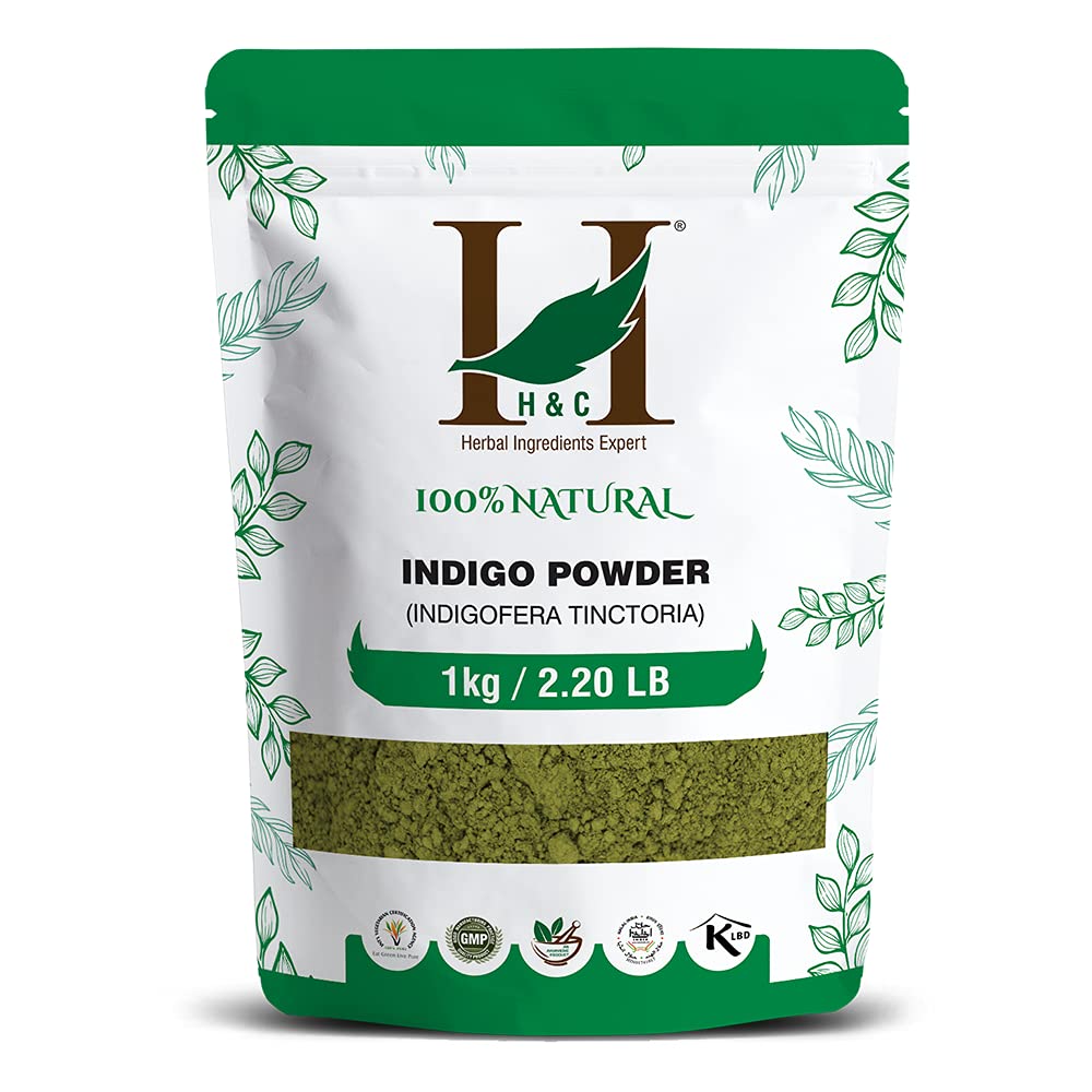 H&C Indigo powder packaging 1 kg value pack for natural hair color at home.