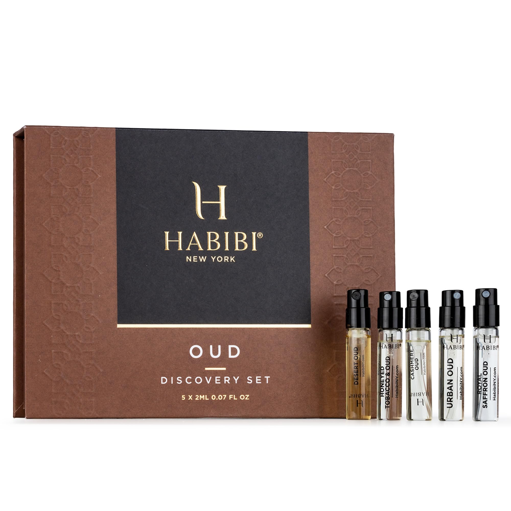 H HABIBI gift-ready discovery set conveys luxury and versatile fragrance gifting.