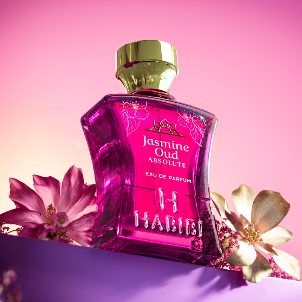 H HABIBI Jasmine Oud Absolute heart notes with jasmine and rose petals.