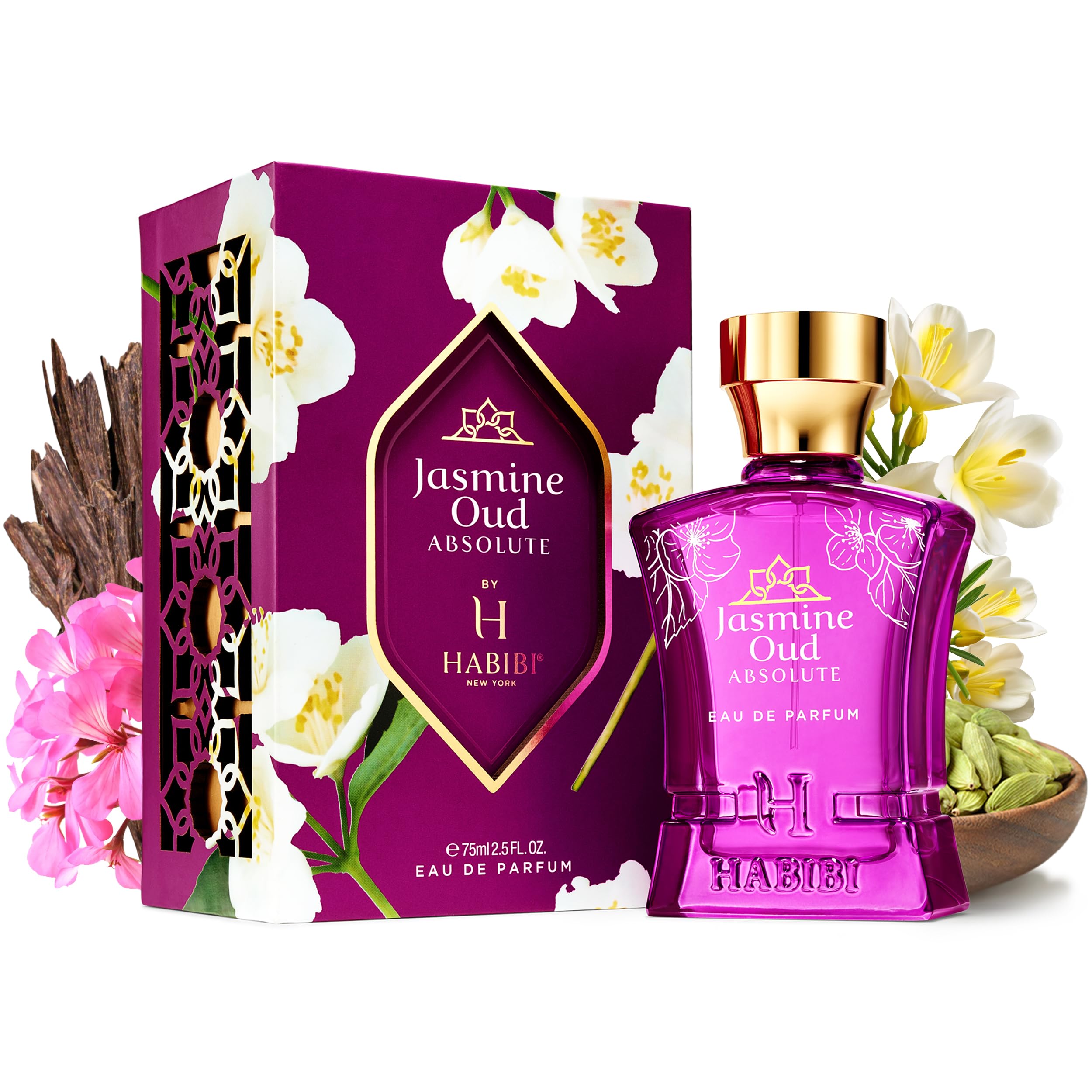 H HABIBI Jasmine Oud Absolute on skin, showing lasting sillage.