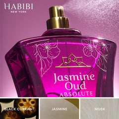 H HABIBI Jasmine Oud Absolute notes close-up, rich, enduring woody floral profile.