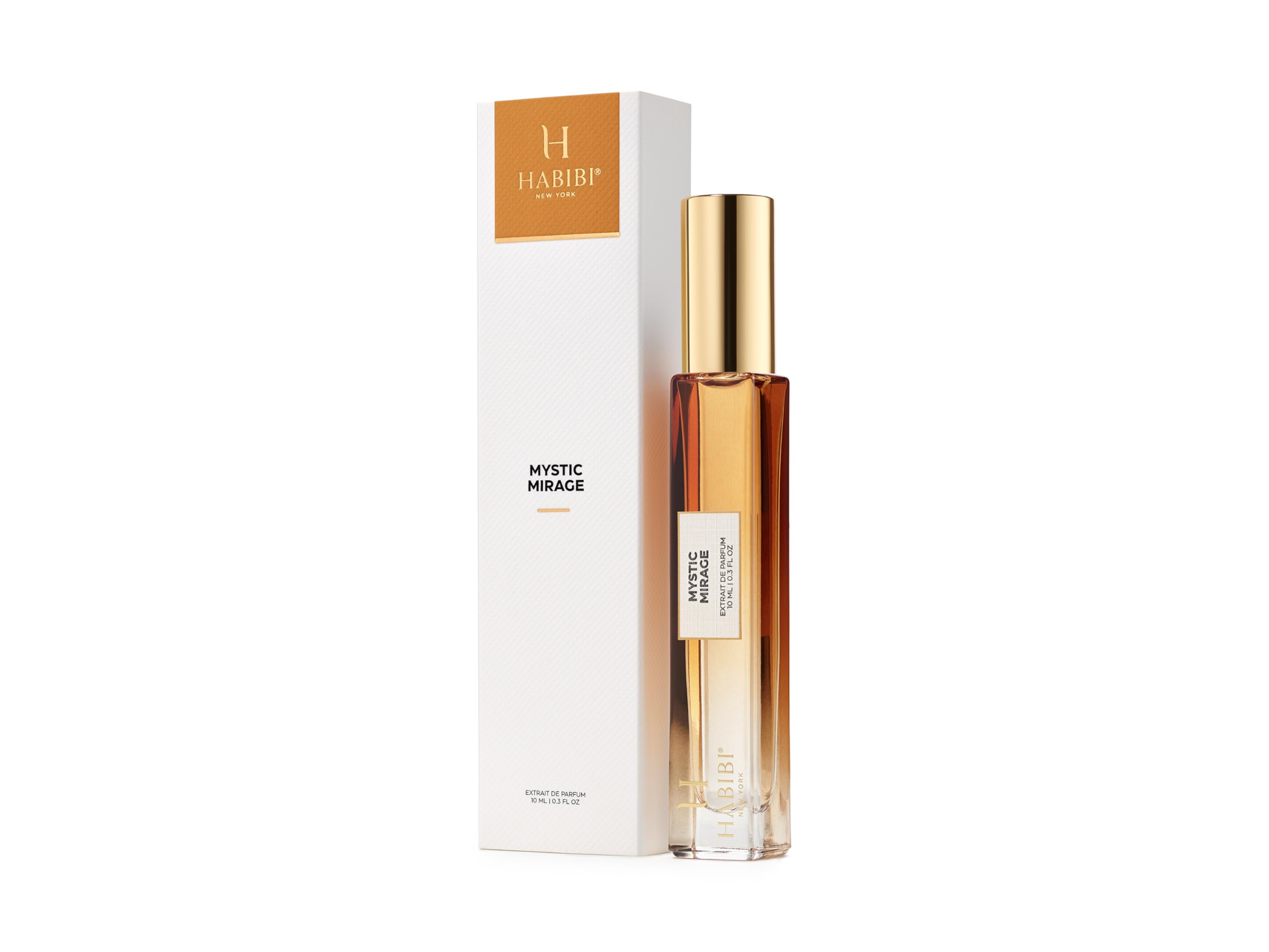 H HABIBI Mystic Mirage leather case protects travel perfume.