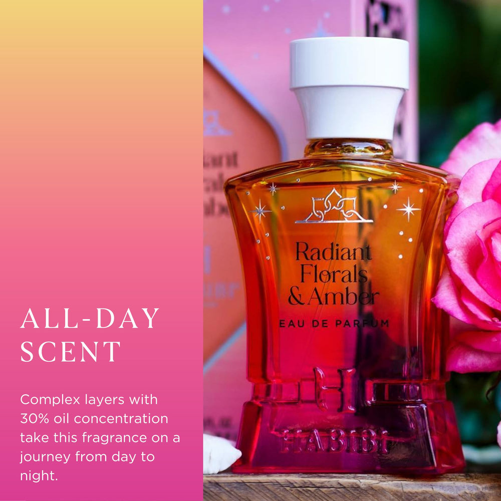 H HABIBI Radiant Florals & Amber Musk amber crystals base detail.