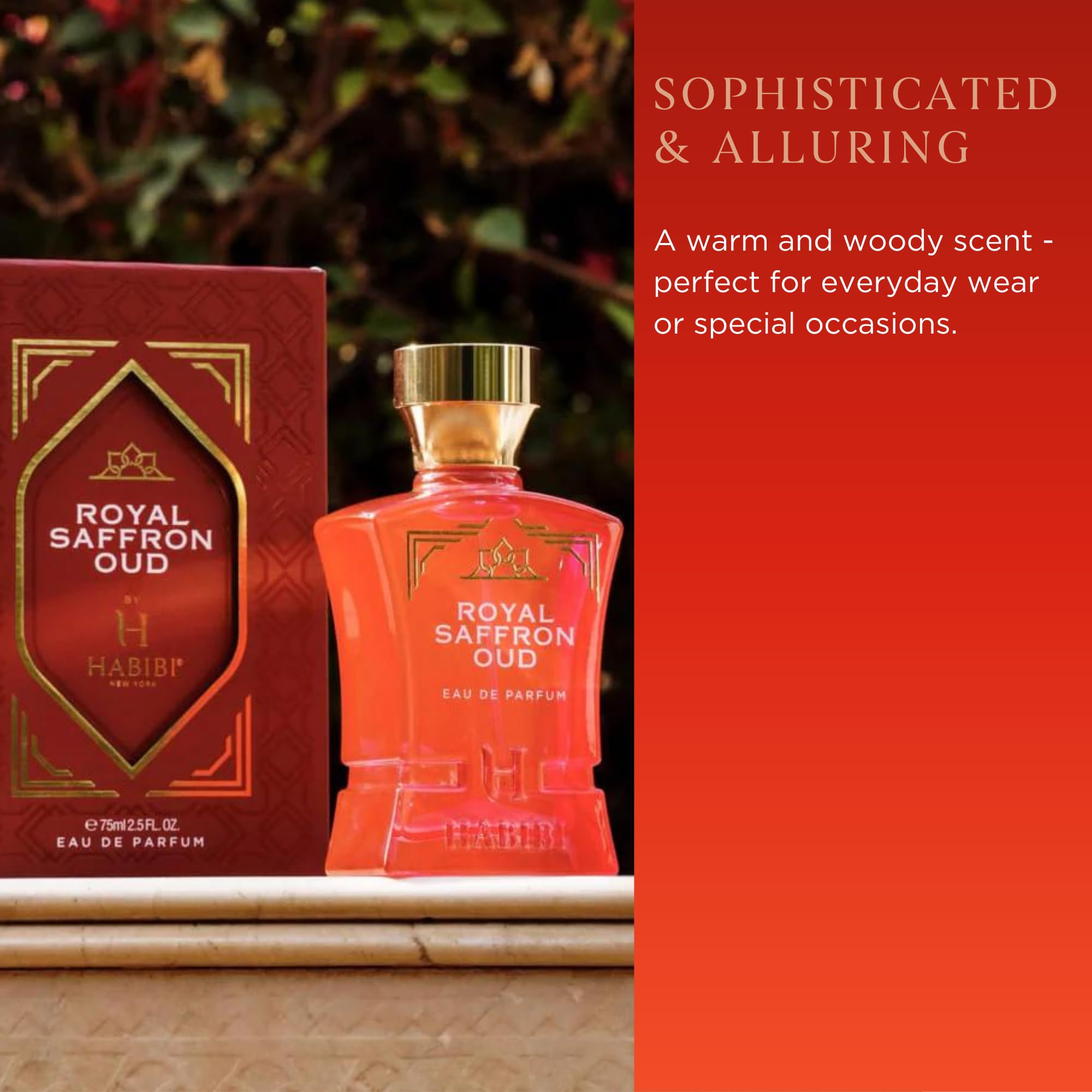 Warm woody scent glow from H HABIBI Royal Saffron Oud