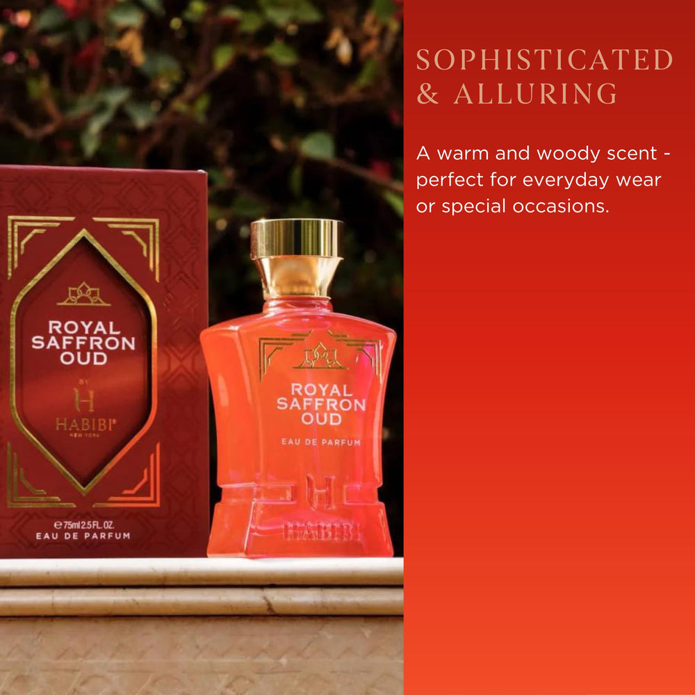 Warm woody scent glow from H HABIBI Royal Saffron Oud