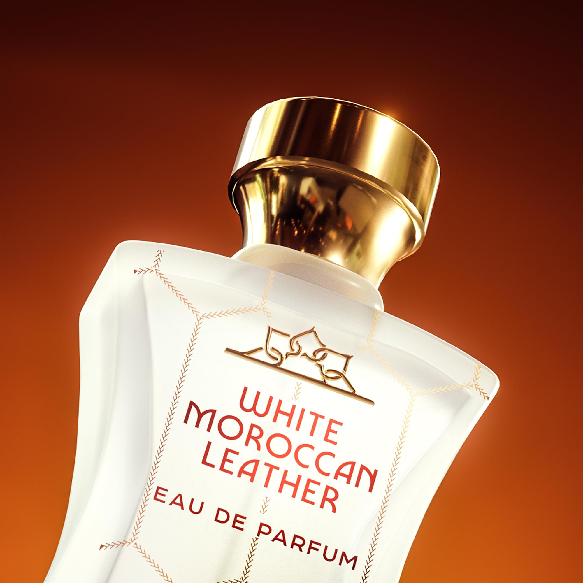 Wooden display emphasizes warm amber hues and depth of the scent.