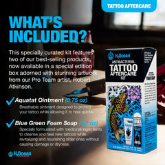 H2Ocean Aquatat healing ointment tube provides moisture and protective barrier for healing tattoos.