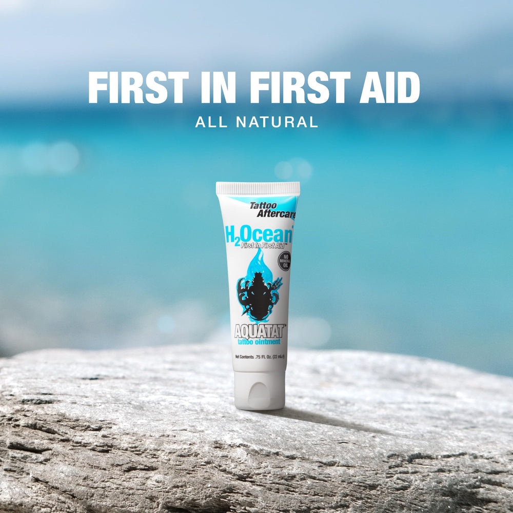 Tattoo aftercare ritual with Aquatat for protected, breathable skin