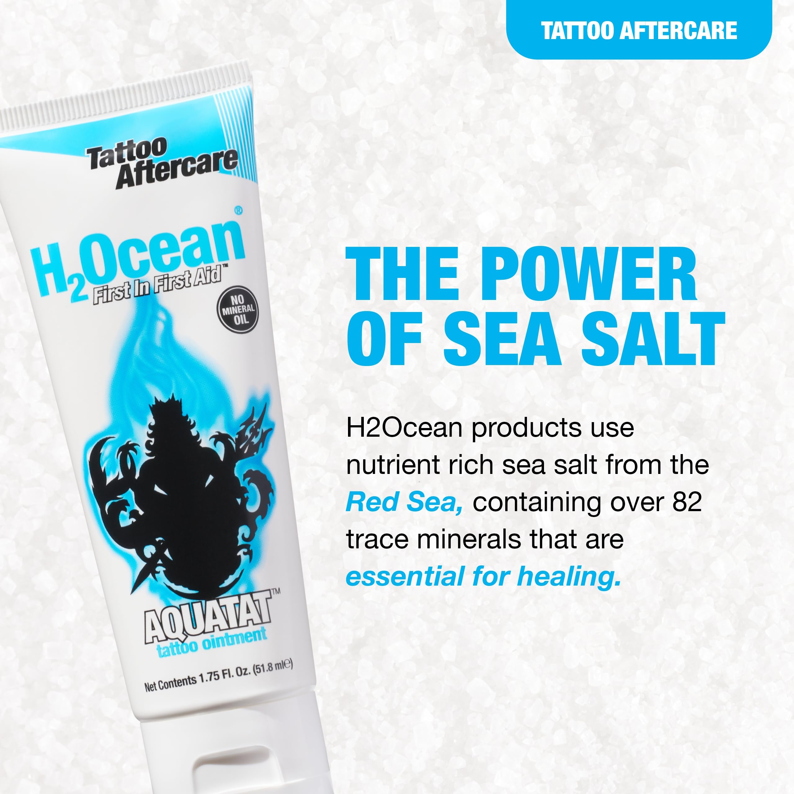 H2Ocean Aquatat with vitamins A and B supports nourishing aftercare for tattoos.