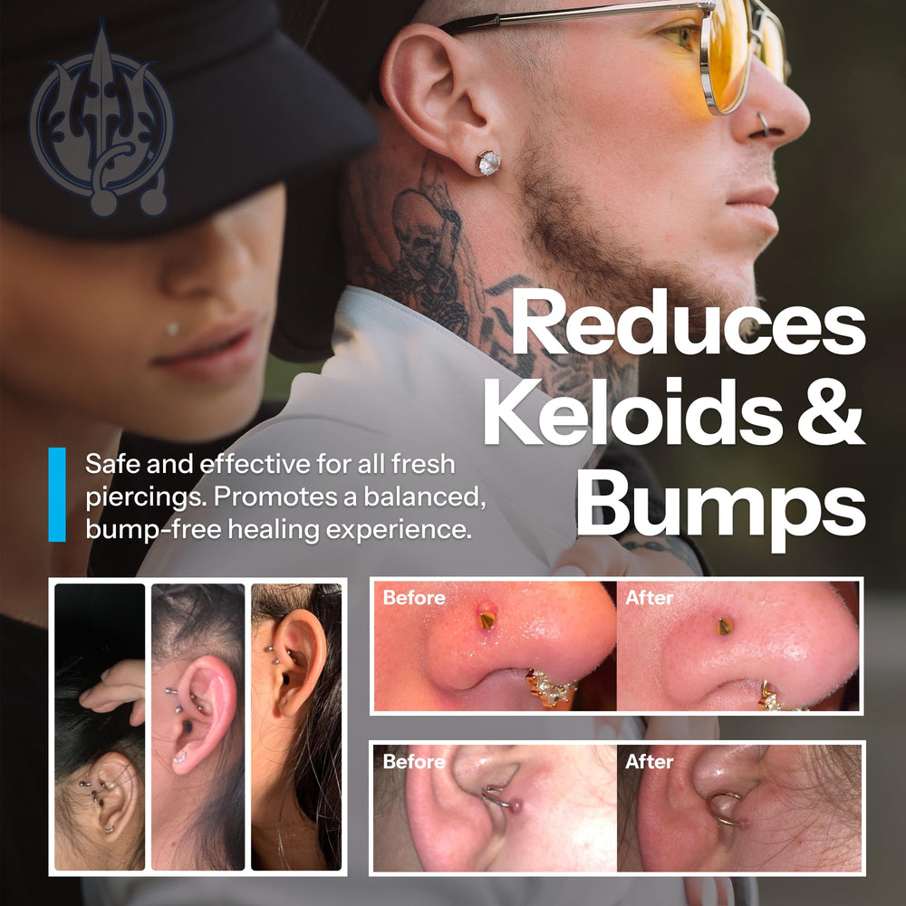 Dispense action illustrates hygienic, mess-free daily care for piercings.