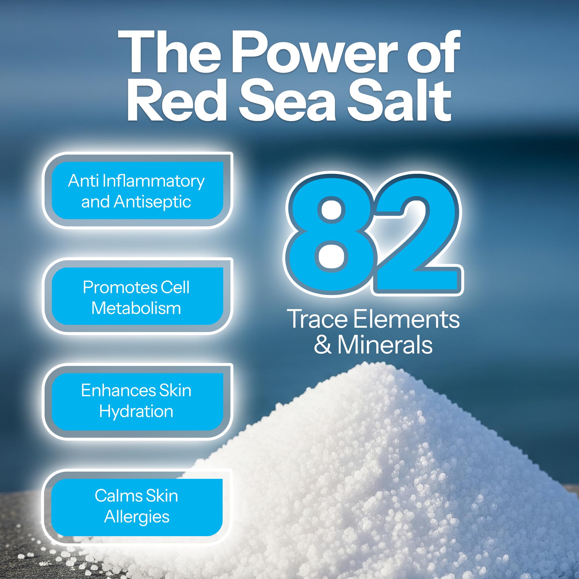 Label highlights Red Sea salt minerals for a nourishing cleansing feel.