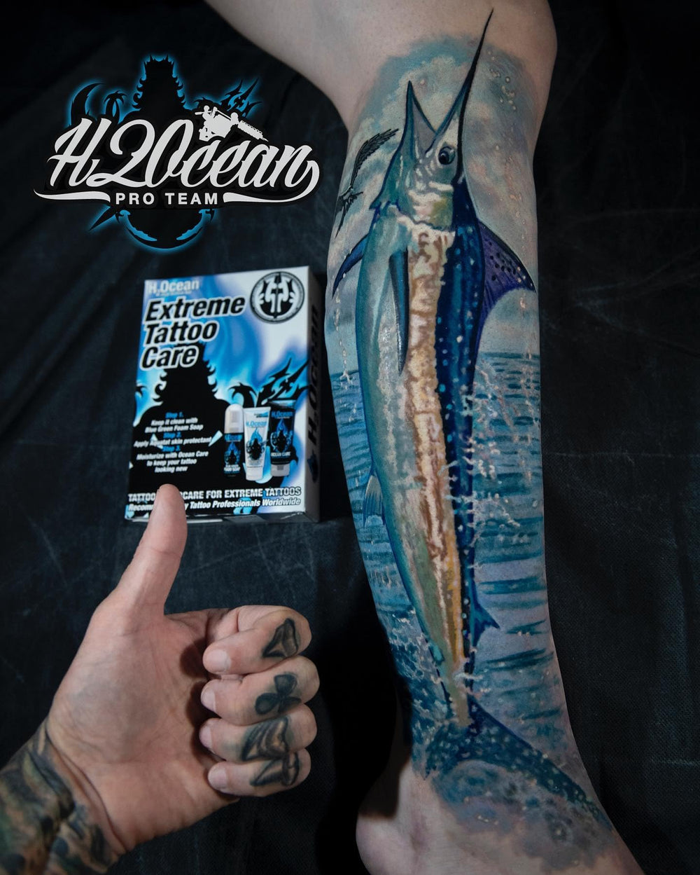 Close-up of H2Ocean Extreme foam soap bottle for travel-friendly use