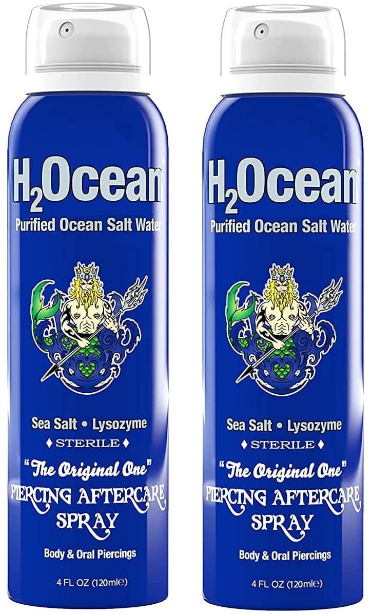H2Ocean piercing aftercare spray 2pack bottle-front view for gentle cleansing
