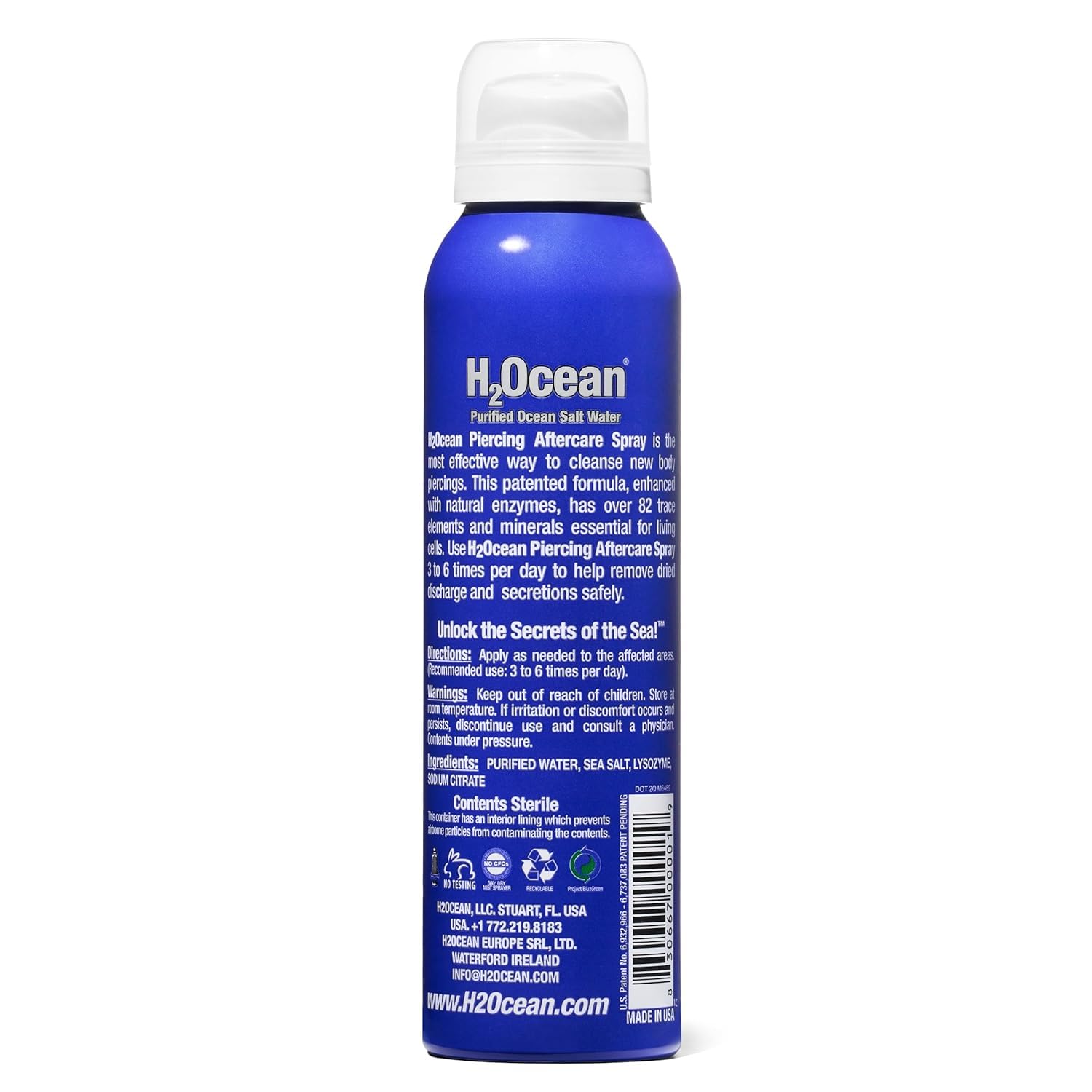 H2Ocean saline cleaning spray for piercings with lysozyme for quick cleansing