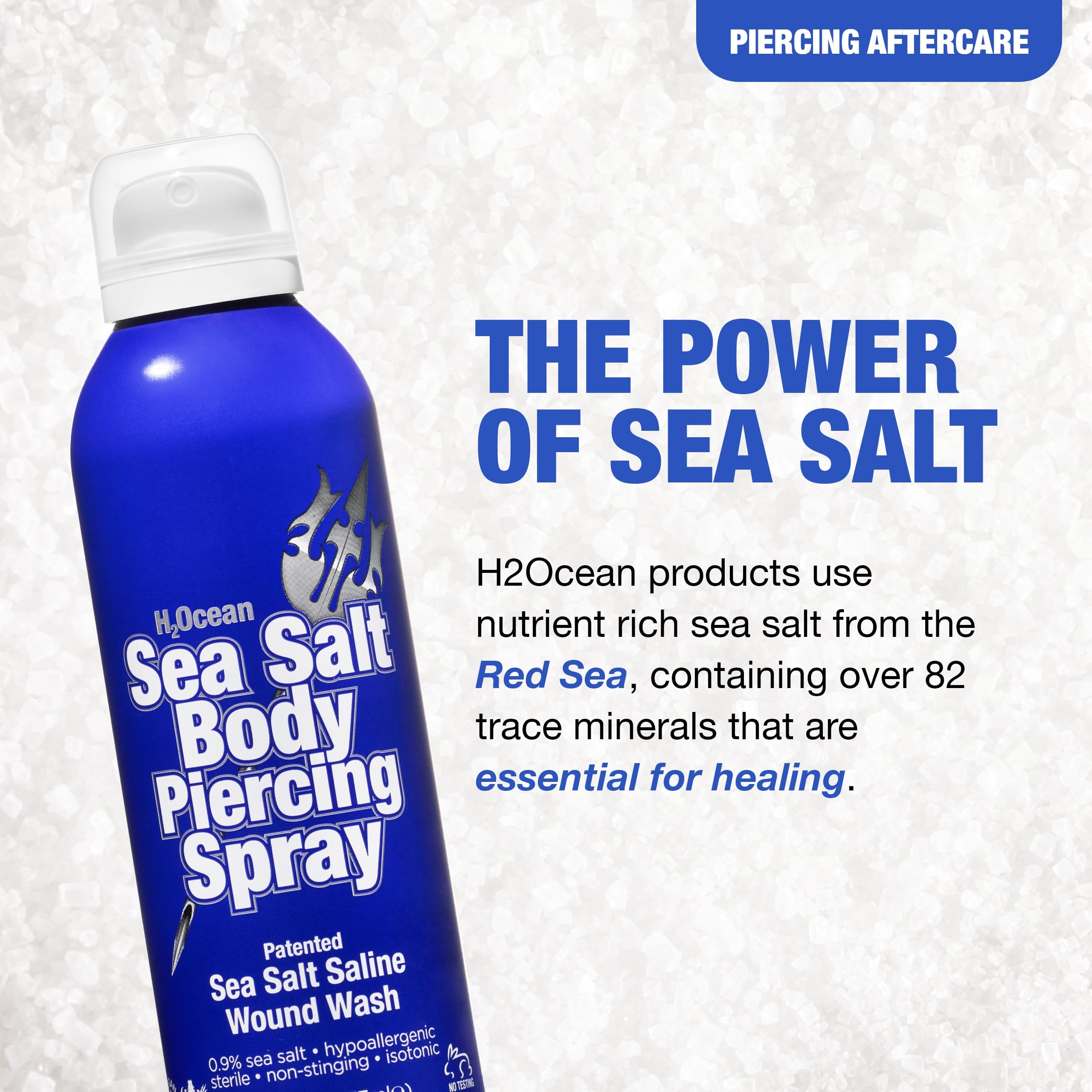 Close-up of the H2Ocean label highlighting vegan and all-natural formula.