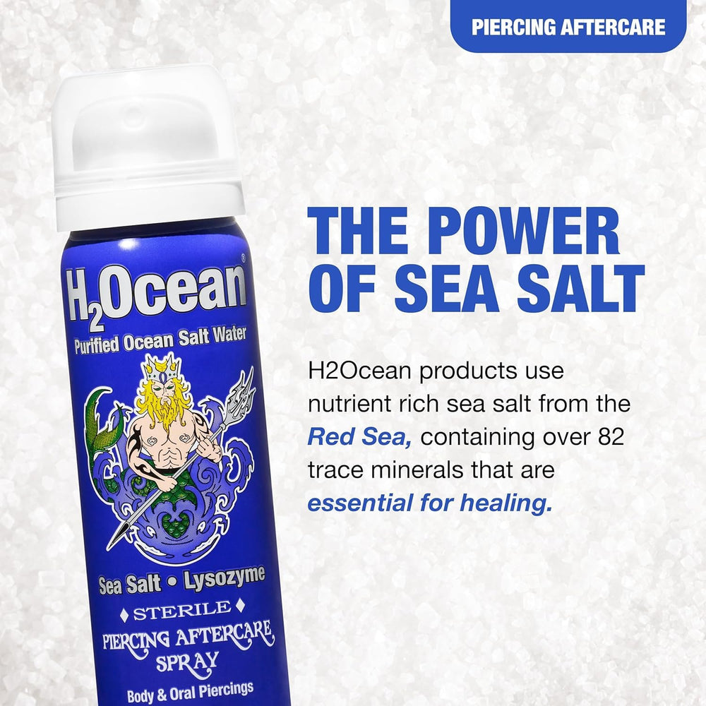 H2Ocean spray applied to a piercing during care routine