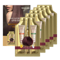 HAARAZ hair dye shampoo ampoule wine brown box packaging showing easy color at home