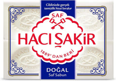 Haci Sakir natural soap bundle of four 175g bars for daily cleansing.