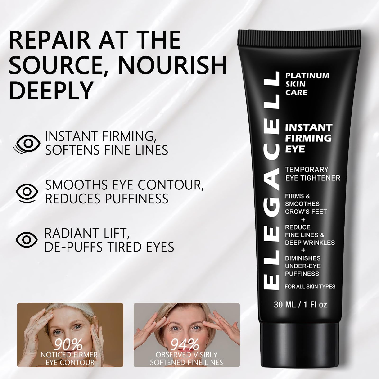 Antioxidant-rich HACIRFE Elegacell formula promotes skin vitality.