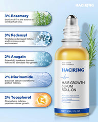 HACIRJNG Hair Growth Serum Roll-On applying massage for improved absorption.