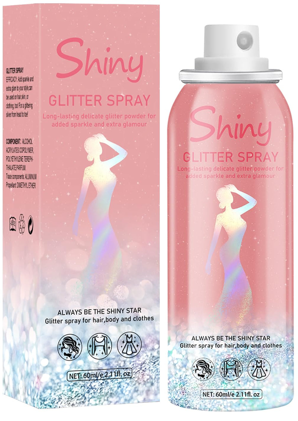 Hacjkaz Glint-Rainbow glitter spray bottle for festival glow on skin and hair
