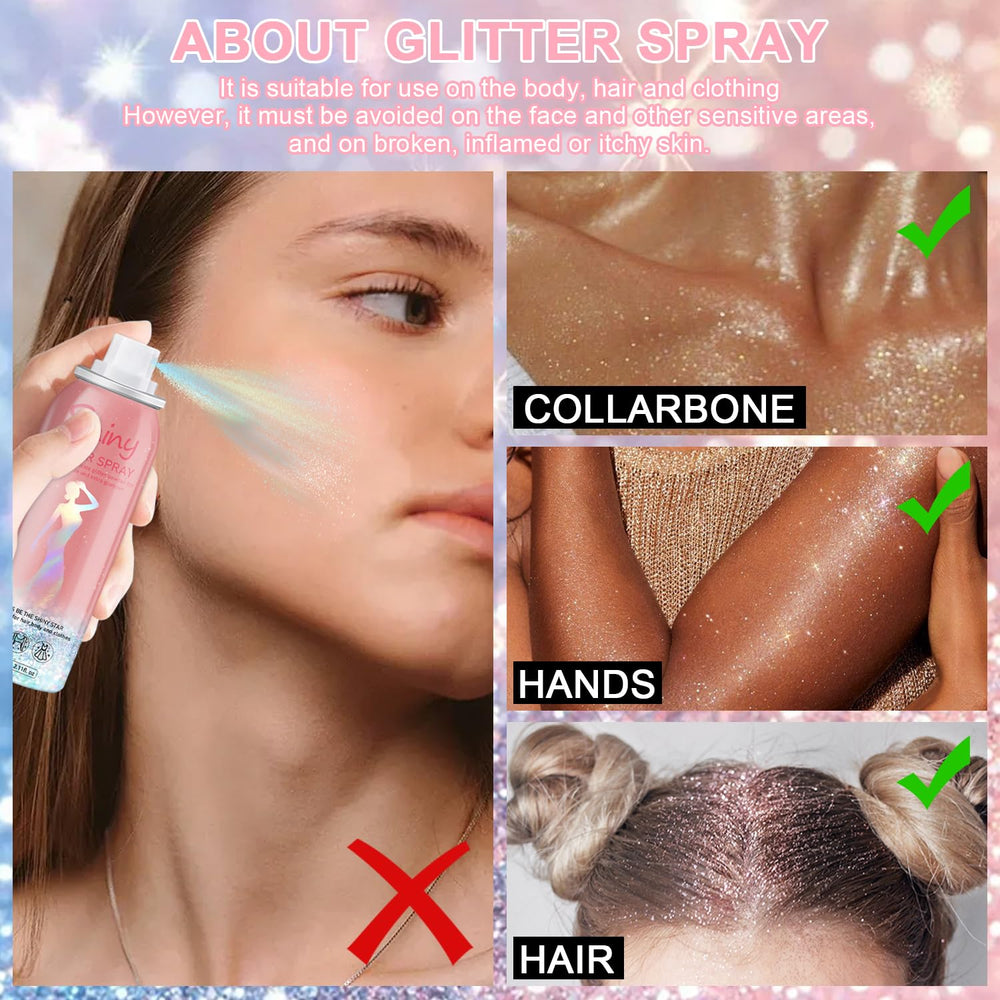 Hacjkaz Glint-Rainbow glitter spray bottle creates glow under dim lighting