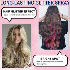 Hacjkaz Glint-Rainbow glitter spray enhances facial sparkle for nightlife