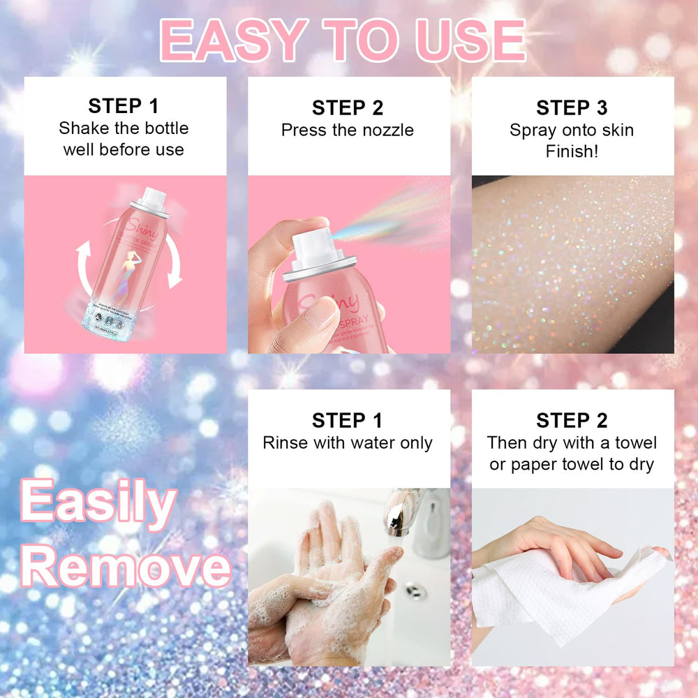 Hacjkaz Glint-Rainbow glitter spray travels compactly for on-the-go sparkle