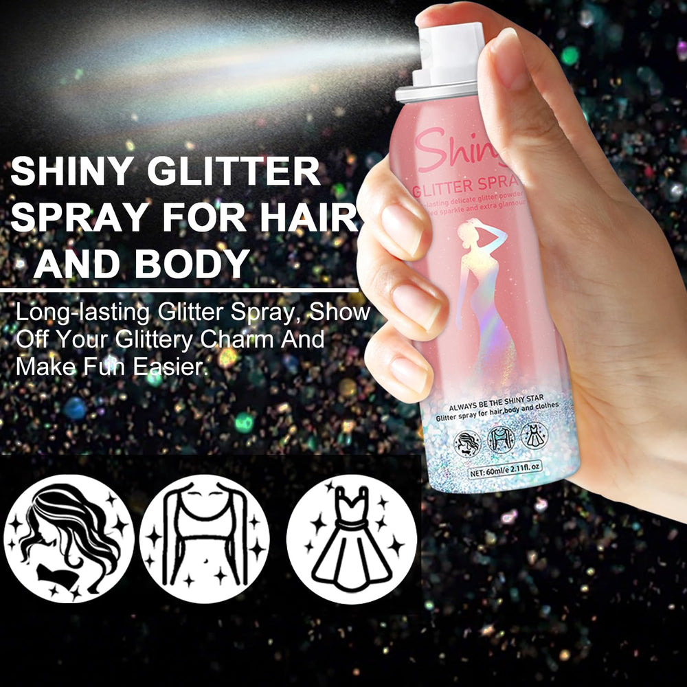 Hacjkaz Glint-Rainbow glitter spray adds lasting shine to hair