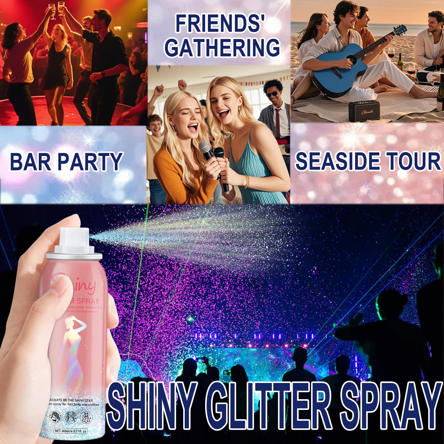 Hacjkaz Glint-Rainbow glitter spray legs with stage-ready glow