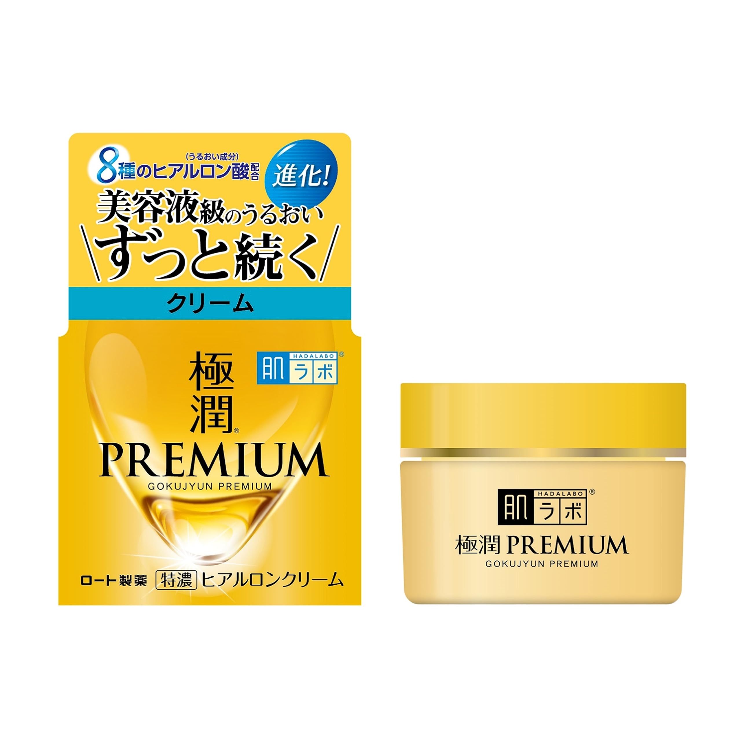 Hada Labo Gokujun Premium Hyaluronic Cream 50g jar for smooth hydration