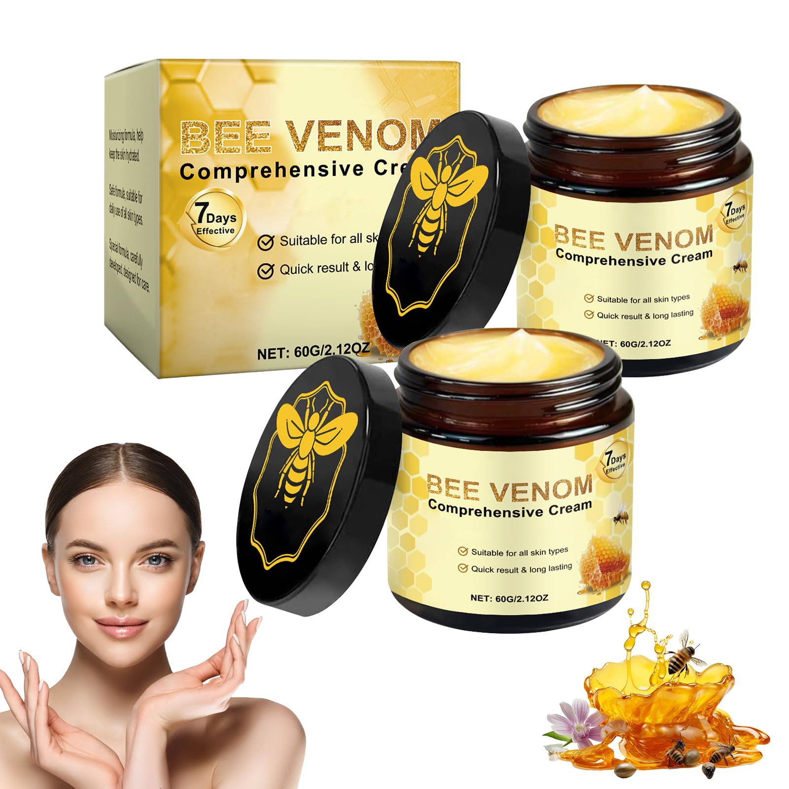 Hadaclub Bee Venom Comprehensive Cream tube close-up for nourished, firmer-looking skin
