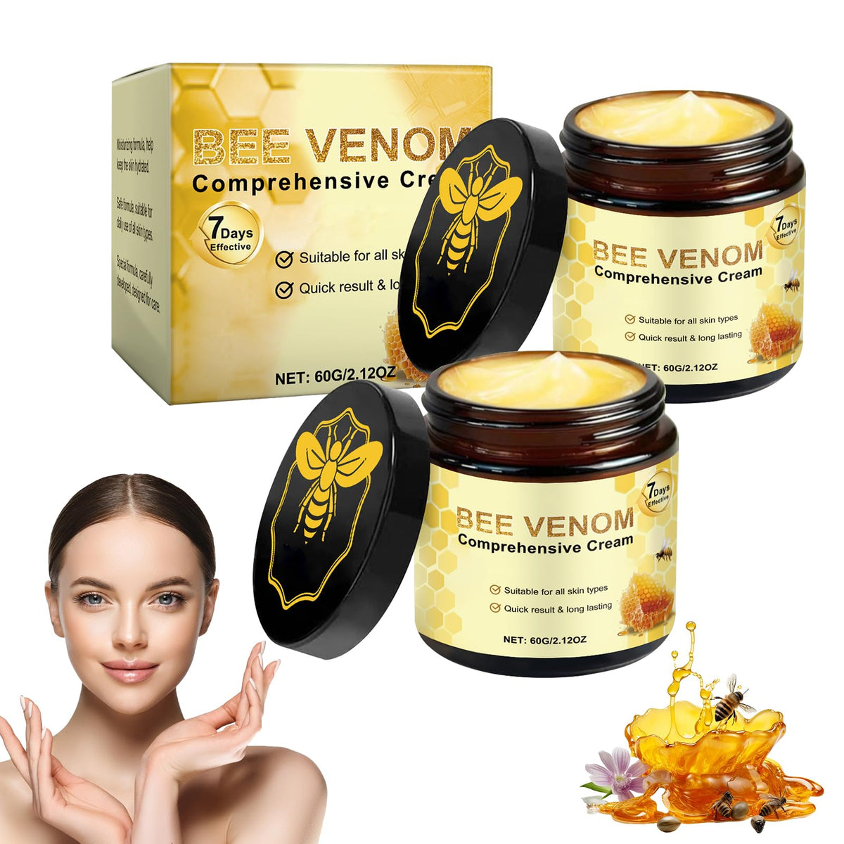 Hadaclub Bee Venom Comprehensive Cream tube close-up for nourished, firmer-looking skin